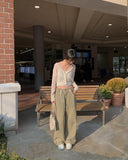 Projection Khaki String Wide Pants