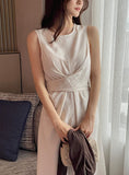 Gelad Linen Side Wrap Sleeveless Long One Piece