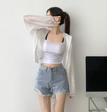 Summer Cutting Side Slit Ripped Denim Shorts