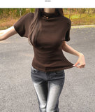 Luxurious Mood Half-Neck Span Slim Fit Short Sleeve T-shirt