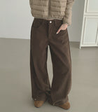 Brushed Corduroy Hem Snap Cut Pin Tuck Adjust Wide Balloon Pants