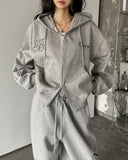 Ove Lettering Semi-Crop Hood Zip-Up