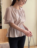 Lines Flare Pintuck Shirring Blouse