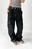 caffeine cargo denim wide pants