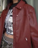 Star studded trackline leather jacket