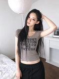 Kubu Ribbed Lettering Slim Short Sleeve T-Shirt
