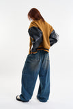Morgan reverse pocket wide denim pants