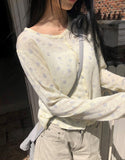 Nichu Flower Pattern Cardigan
