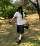 [MADE] Pooin Pleated Punching Short Sleeve Blouse