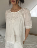 [MADE] Hayoko Vintage Punching Short Sleeve Blouse