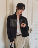 Caden Leather Color Matching Fingerhole Zip-up