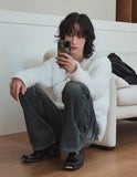 Unbalanced angora zipper knit