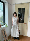 Mopen Nylon Banding Balloon Long Skirt
