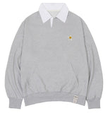 Flower Dot Embroidery Collar Sweatshirt