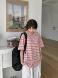 [unisex] Hillen Stripe Collar Short Sleeve Tee