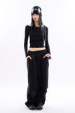 Vera halter top layered crop long sleeve