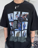 Border printed short-sleeved T-shirt