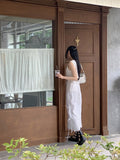 Loading Side Ribbon String Side Slit Back Banding Nylon Long Skirt