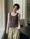 Titi wrinkle see-through layered long sleeves