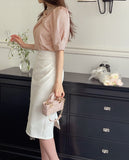 Natale Pin Tuck Shirring Wrap Skirt