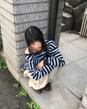 Hanky Stripe One Off Shoulder Overfit Long Sleeve Sweatshirt