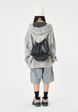 Checkerboard cotton mesh hood zip-up