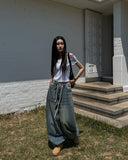 Fit String Banded Balloon Denim Pants