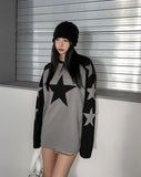 Applique star patch raglan long sleeves