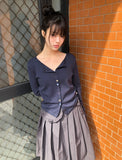 Marble Mix Color Button Point Cardigan