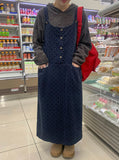 Comni Flower Corduroy Suspenders Long One Piece