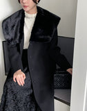 Devel Mink Fur Collar Wool Long Coat (Belt Set)