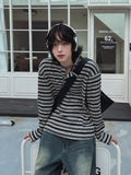 Uber Stripe Henley Neck Long Sleeve T-Shirt