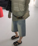 Kaeon Vintage Washed Denim Half Bermuda Pants