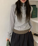 Kahome Peach Fuzz Stripe Layered Hoodie