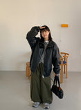 [unisex] Ecued leather over jumper