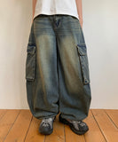 [unisex] Heen Balloon Cargo Denim Pants