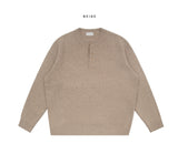 Dense Lambs Wool Henley Neck Knit