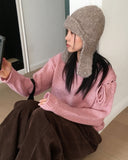 Shabu Eyelet Slit Ribbon Strap Long Sleeve Knit