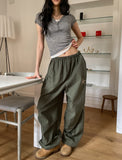 Star Patch Parachute Nylon Pants