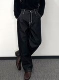 Roll Up Down Wide Denim Pants