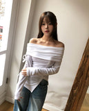 Kants Slit Off-Shoulder Long Sleeve