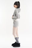 Cozy velour slim crop hood zip-up