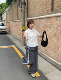 Megle Summer Track Color Matching Nylon Skirt Pants