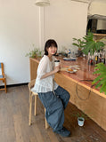 Nanako Summer Ribbon Puff Short Sleeve Bolero Knit Cardigan