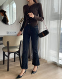 Lennon bootcut raw denim banding pants
