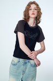 Ribbon Tail Crop Raglan Short Sleeve Tee
