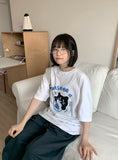 [unisex] Kuyami Cat Printing Over Short Sleeve Tee