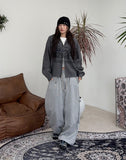 Delrin Print Knit Hood Zip-Up