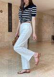 Bully Herringbone Cotton Banding Wide Pants