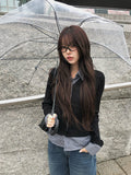 Risha Check Collar Knit Shirt Rib Cardigan